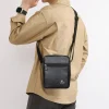 noir marron décontracté hommes sac à bandoulière en cuir pu sac de messager busin téléphone portable unique sac à bandoulière voyage kaki sacs à main