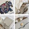sac à main en cuir brodé d'Éléphant pour femme, sacoche de luxe de styliste à bandoulière