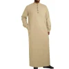 Nouveau Islam Qamis Robes musulmanes surdimensionnées à manches longues bouton caftan arabe costume moyen-orient dubaï Abaya haute qualité hommes vêtements