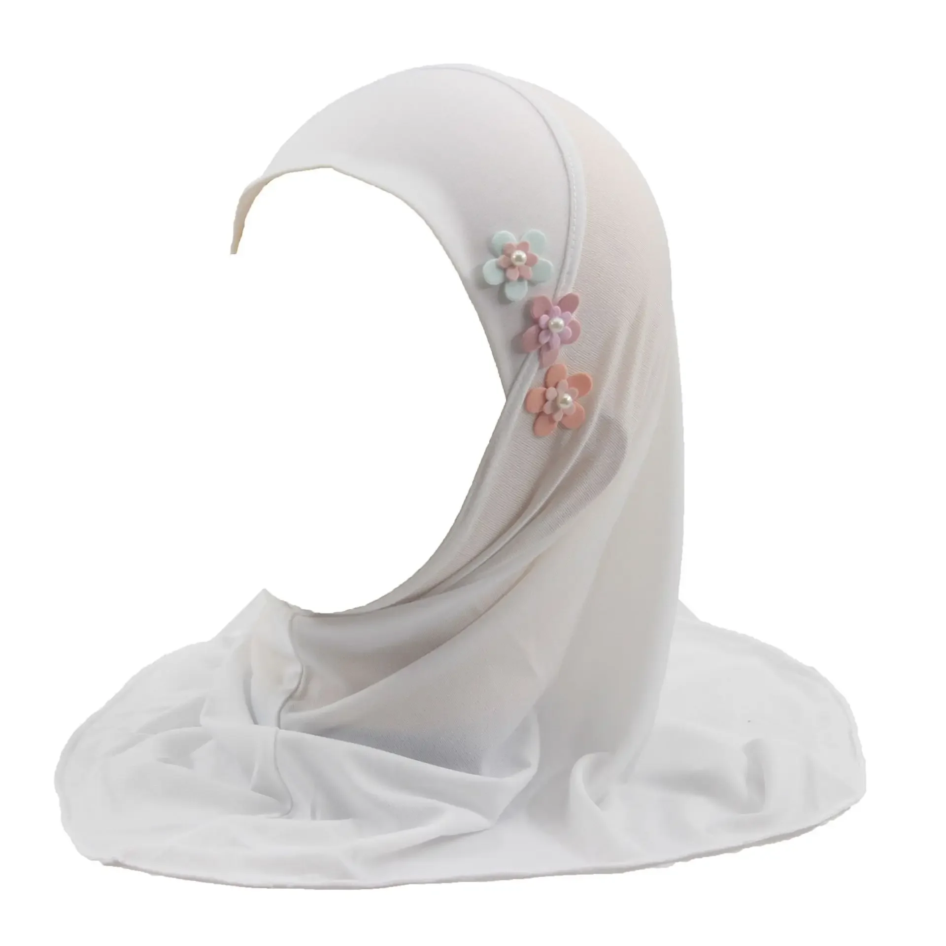 Écharpe de sauna islamique pour enfants, hijab pour filles musulmanes, châles arabes aléatoires, couverture complète, casquettes turban, document de fleurs, ramadan, eid amira