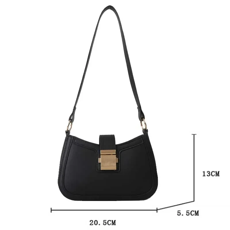 Sac à main Vintage en cuir PU marron pour femmes, boucle dorée, tendance, sac à bandoulière sous les bras, couleur unie, fourre-tout Simple de luxe