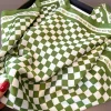 luxe femmes soie hijab écharpe bandana enveloppement blanc vert grille concepteur carré foulards foulard châle foulard bandeau de cheveux foulard