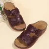 sandales orthopédiques à talons compensés pour femmes, chaussures rétro à bout ouvert, vintage, antidérapantes, en cuir, décontractées, à plateforme, été, 2024