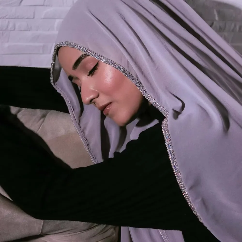 foulard hijab malais en mousseline de soie pour femme, turban brcorporelle, nouveau design, côté diamant brcorporelle, solide, document, mode musulmane, sauna africain, tête ronde