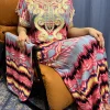 Abayas pour femmes 2023 dubaï nouveau Musilm imprimé fleuri coton Appliques ample Femme Robe africaine Nigeria Kanga vêtements avec Turban Abayas pour femmes 2023 dubaï nouveau Musilm imprimé fleuri coton Appliques ample Femme Robe africaine Nigeria Kanga vêtements avec Turban