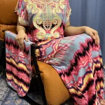 Abayas pour femmes 2023 dubaï nouveau Musilm imprimé fleuri coton Appliques ample Femme Robe africaine Nigeria Kanga vêtements avec Turban