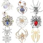 Broches araignée en strass pour femmes et hommes, épingles de Banquet en perles d&rsquo;insectes, pour sac à dos en émail, bijoux cadeaux de fête d&rsquo;halloween