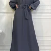 robe musulmane à manches longues abaya style simple vêtements pour femmes couleur unie golfe abayas robe saoudienne islamique robes de ramadan pour eid