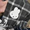 miffy noir écharpe à carreaux automne hiver chaud polyvalent mignon écharpe pour femmes fille mode coton étoles écharpe cadeaux de noël