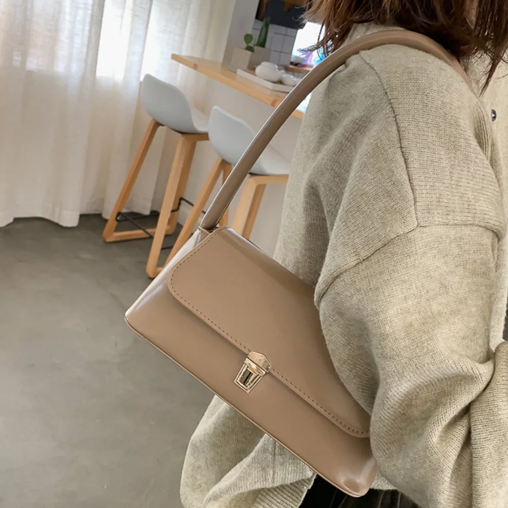 Femmes sac à bandoulière à la mode Vintage sac à main Portable décontracté en cuir PU couleur unie Simple poignée sous les bras sac sacs à main