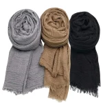 Crinkle coton nouveau Jersey Hijab écharpe pour femmes islamique tête enveloppement doux bandeaux Bufanda couleur unie Hijab longue écharpe africaine