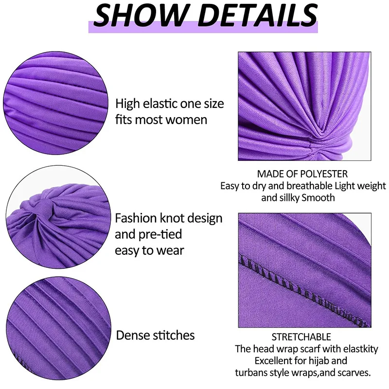 femmes noeud extensible turban chapeau musulman islamique intérieur hijab casquettes foulard bonnet cheveux élastique bandeau turban