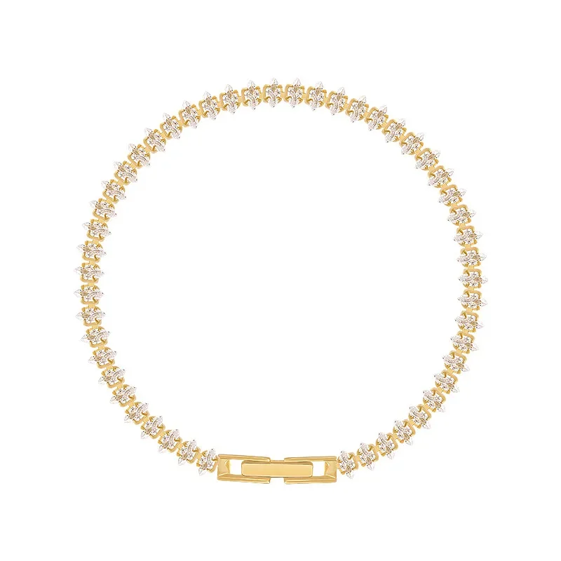 bracelets de luxe en cristal romain pour femmes, chaîne géométrique, tendance, gothique, strass complets, marquise, bijoux cadeau de mariage