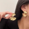 Boucles d&rsquo;oreilles simples en métal couleur argent, grande plante feuille de Ginkgo pour femmes, déclaration de mode, bijoux cadeau Pendiente