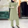costume abaya musulman pour femmes, ensembles assortis élégants, chemise longue à la mode, hauts et pantalons à jambes larges, tenues du ramadan, survêtements urbains