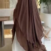 longue Écharpe en mousseline de soie à 2 couches pour femme musulmane, hijab de prière, eid hijabs, sauna, châle, voile, djellaba, niqab, ramadan, 2024