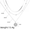 collier pendentif rond multicouche couleur argent pour femmes, chaîne de pull à trois couches exquise, bijoux cadeaux