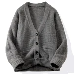 Pull cardigan à col en V pour hommes, tricots décontractés, manteau respirant, peau confortable, tissu de haute qualité, tout adt, mode, automne, hiver