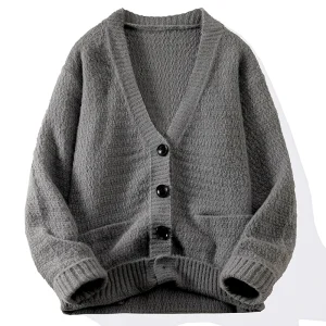Pull cardigan à col en V pour hommes, tricots décontractés, manteau respirant, peau confortable, tissu de haute qualité, tout adt, mode, automne, hiver