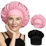 Bonnet de nuit en Satin de qualité supérieure pour femmes, haute élasticité, large bande, soins capillaires, chapeau de douche, pur fait à la main, nuit quotidienne, multi-usage