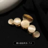 Épingles à cheveux en perles métalliques pour femmes, élégantes, en pierre opale, griffe géométrique creuse, barrette vintage, accessoires pour cheveux