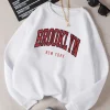 Sweat à capuche imprimé Brooklyn pour femme, sweats à capuche Harajuku, vêtements colorés, tendance basique, nouveau travail
