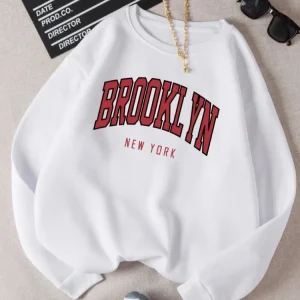 Sweat à capuche imprimé Brooklyn pour femme, sweats à capuche Harajuku, vêtements colorés, tendance basique, nouveau travail