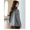 pull gris pour femmes, automne et hiver, col rond, épais, haut, chemise de base polyvalente, nouvelle collection 2025