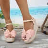 femmes sandales mode nœud compensées talons hauts sandales femmes flambant neuf peep orteil plate forme sandales décontracté fête quotidien femme chaussures