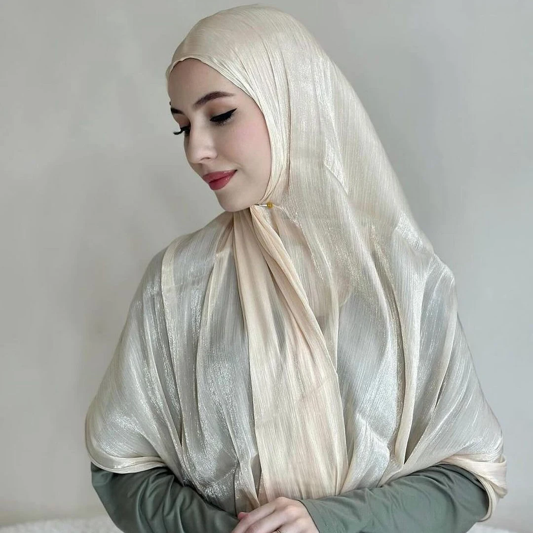 Écharpe longue en mousseline de soie pour femmes malaisiennes, hijab brillant de qualité supérieure, châle froissé, écharpe de sauna respirante islamique féminine