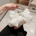 Élégant doux Satin Bow sac à main dames soirée pochette mode chaîne sac à bandoulière pour les femmes de mariage mariée embrayages sac
