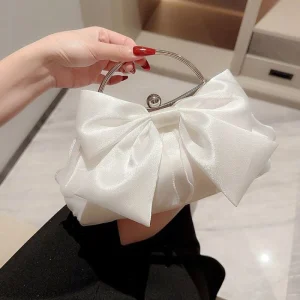 Élégant doux Satin Bow sac à main dames soirée pochette mode chaîne sac à bandoulière pour les femmes de mariage mariée embrayages sac
