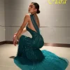 robe de soirée gracieuse personnalisée à une épaule et robes d'occasion spéciale en organza exquises et robes de bal à perles délicates