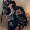 sisakia dubaï imprimé fleuri ouvert abaya caftan marocain femme hijab vêtements femmes