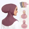 Turban élastique en jersey de coton pour femme, bonnet Hijab, bandeau de sauna islamique, bonnet intérieur uni musulman, prêt à porter, 28x38cm, le plus récent