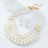 bijoux de mariage pour filles, 3 pièces, ensemble de bijoux, collier de perles, boucles d'oreilles, shopping en plein air, usage quotidien