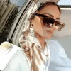Foulard de tête femmes marque de luxe carré 90*90 cm Foulard en soie Satin Bandana Cheveux doux Foulard Hijab Foulards de Cheveux pour dames