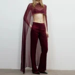 Femmes en mousseline de soie châle Cape élégante mode maille pure Poncho haut Capelets pour robe de soirée châle enveloppes couvrir fête de mariage