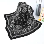Femmes écharpe 70 cm noir Hip Hop Bandana foulard Paisley imprimé Hijab chapeaux poignet bandeau carré foulards imprimer mouchoir