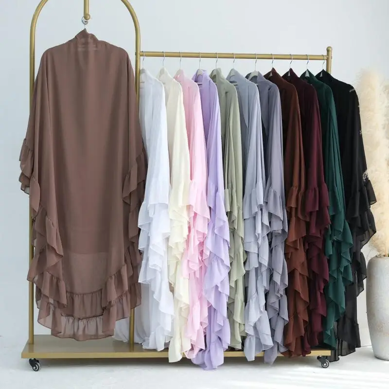 Longue écharpe en mousseline de soie pour femmes musulmanes, hijab, Dubaï, Abaya, deux couches, à volants, enveloppes de sauna, châles, Eid, arabe, islamique, tiens imar, Ramadan Longue écharpe en mousseline de soie pour femmes musulmanes, hijab, Dubaï, Abaya, deux couches, à volants, enveloppes de sauna, châles, Eid, arabe, islamique, tiens imar, Ramadan