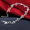 magnifique bracelet en argent sterling 925 pour femmes, joli cœur, chaîne de fleurs, à la mode, fête de mariage, joli bijou pour dame