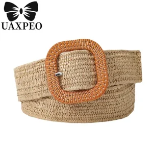 Mode été bohème ceinture tressée ceintures paille tissé ceinture taille ceinture