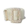 ceinture tressée pour femmes, tendance, personnalité, perle atmosphérique, boucle carrée, large, décorative, nouvelle collection 2022