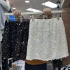demi jupe à paillettes pour femmes, ligne a, courte, perles scintillantes, jupes portefeuilles aux hanches, 2025