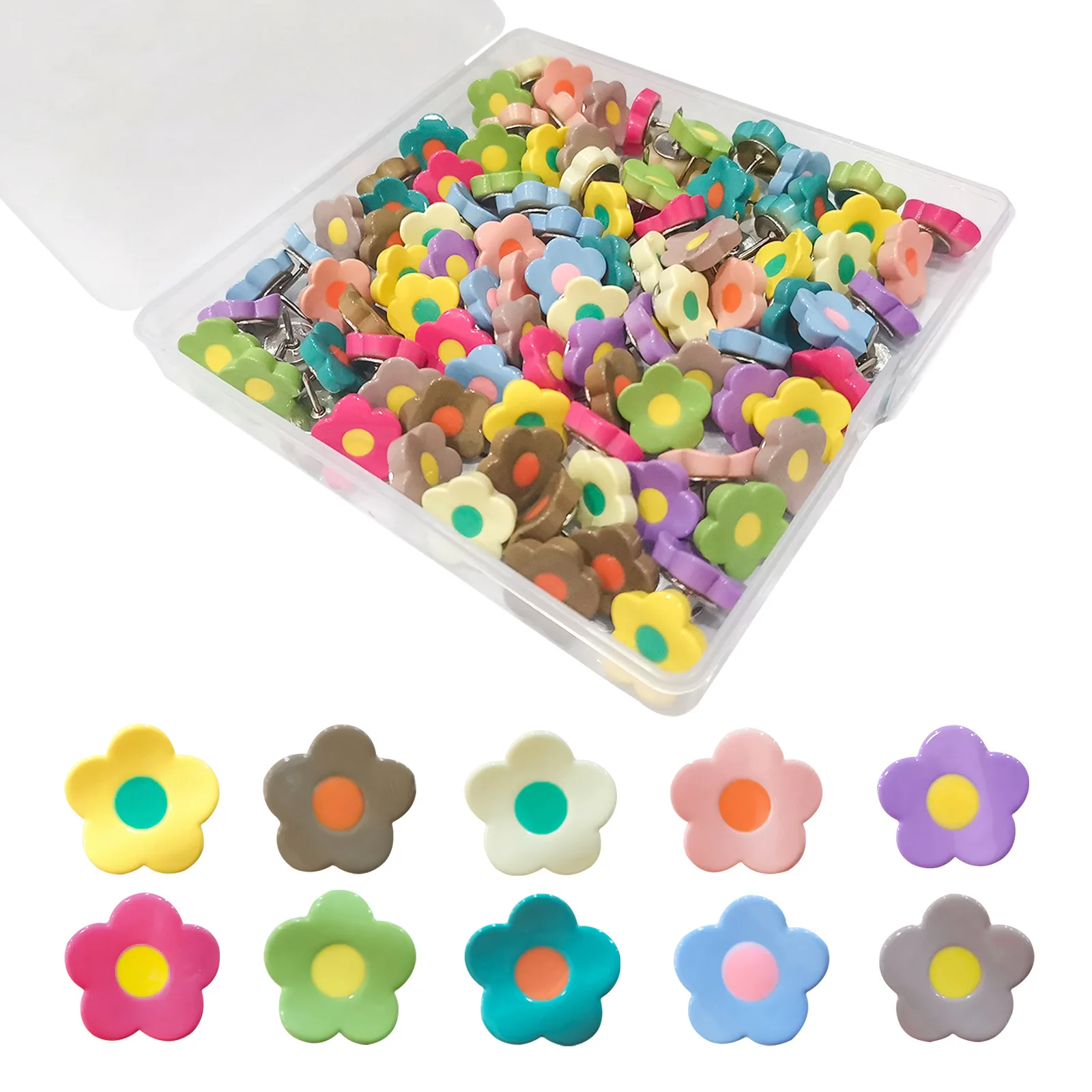 Punaises Décoratives Colorées à Petites Fleurs, pour Tableau de Liège, Photo, Mur, Bulletin, Épingles à Dessin, Fournitures Scolaires et de Bureau, 30 Pièces