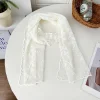 foulard en soie pour femme, version coréenne, fin, frais et beau, dentelle brodée carrée, fil de couleur unie, élégant, rétro, couleur littéraire