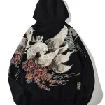 Haute qualité broderie homme sweat à capuche pour femme Harajuku 100% coton sweats à capuche automne à manches longues noir pull hauts amples