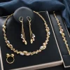 Ensemble de bijoux avec pendentif en perles colorées, 4 pièces, collier, Bracelet, boucles d&rsquo;oreilles, bague, ensemble de mariage, accessoires de bijoux de luxe