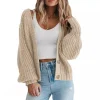 Manteau en tricot ample, pull élégant à simple boutonnage pour femme