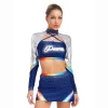 costume de pom pom girl à strass pour femmes, uniforme de pom pom girl, haut court de danse de ballet à manches longues avec jupe de danse, ensemble strass